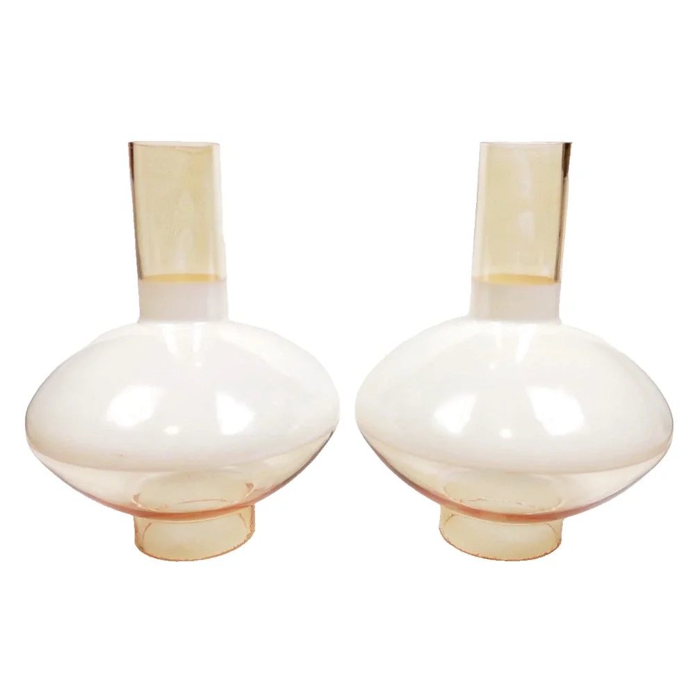 5 Vintage Peach Luster Milk Glass Chimney Globe Lamp Shades Retro Rare 3